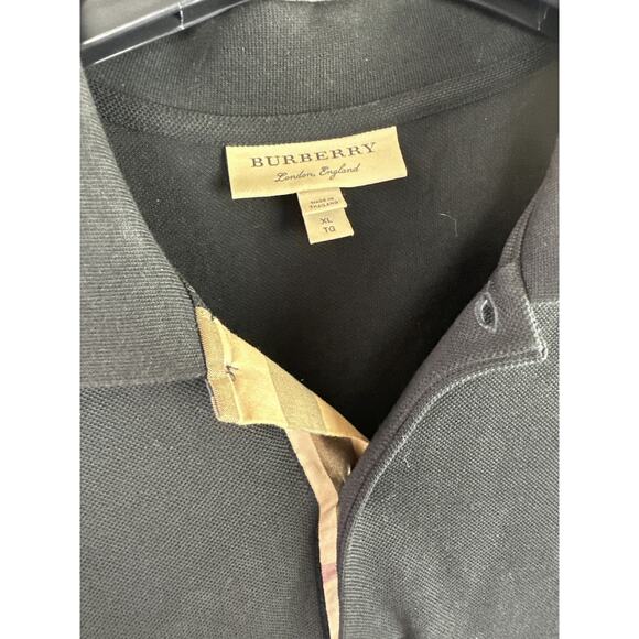 Burberry Cotton Pique Polo Shirt Black Nova Check Placket SS Embroidered Logo XL - Picture 5 of 12